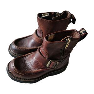 Georgia Boot Boys Size 11 Brown Leather Side Zip Wellington Boots Workwear Chore